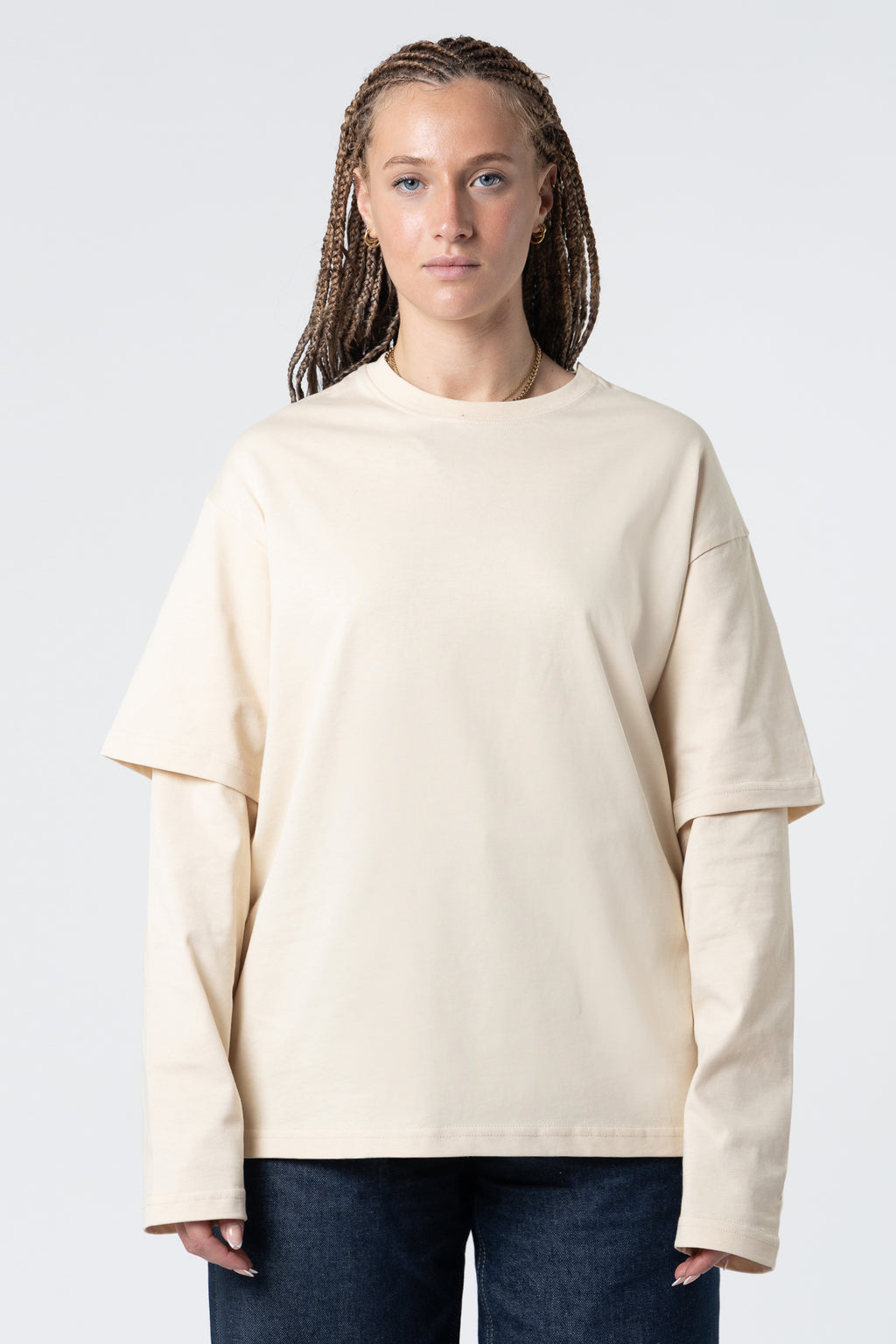 Double Long Sleeve Blanks 220GSM Sand