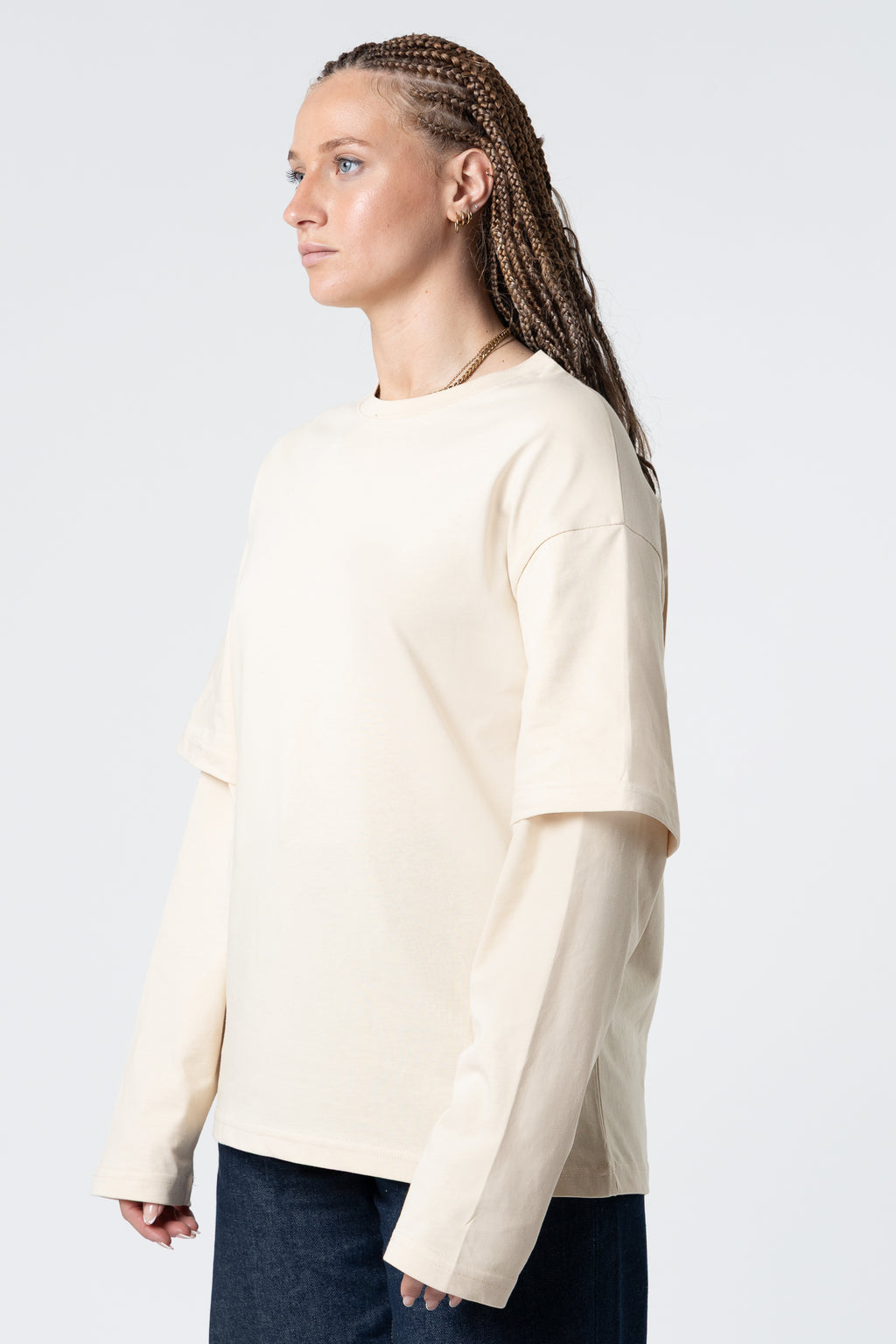 Double Long Sleeve Blanks 220GSM Sand