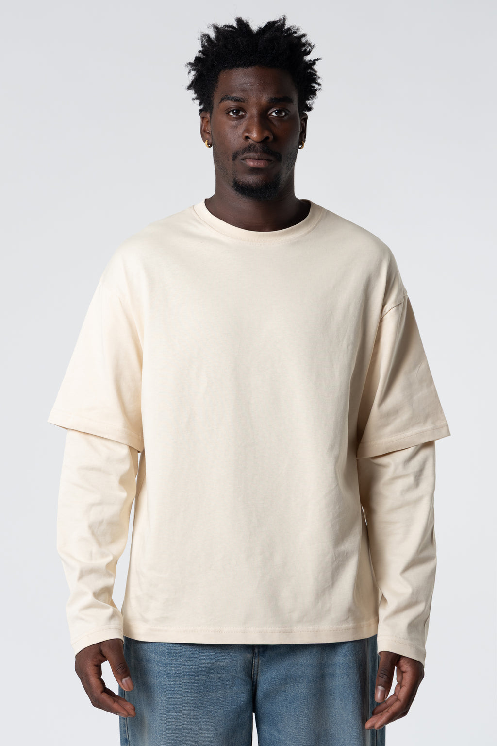 Double Long Sleeve Blanks 220GSM Sand