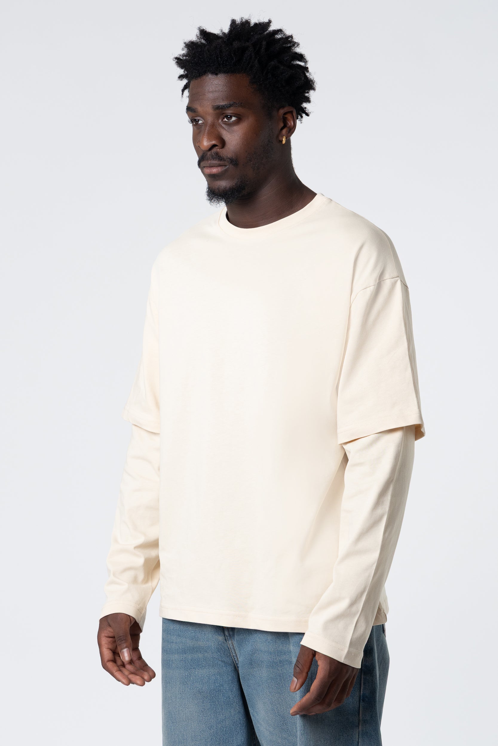 Double Long Sleeve Blanks 220GSM Sand