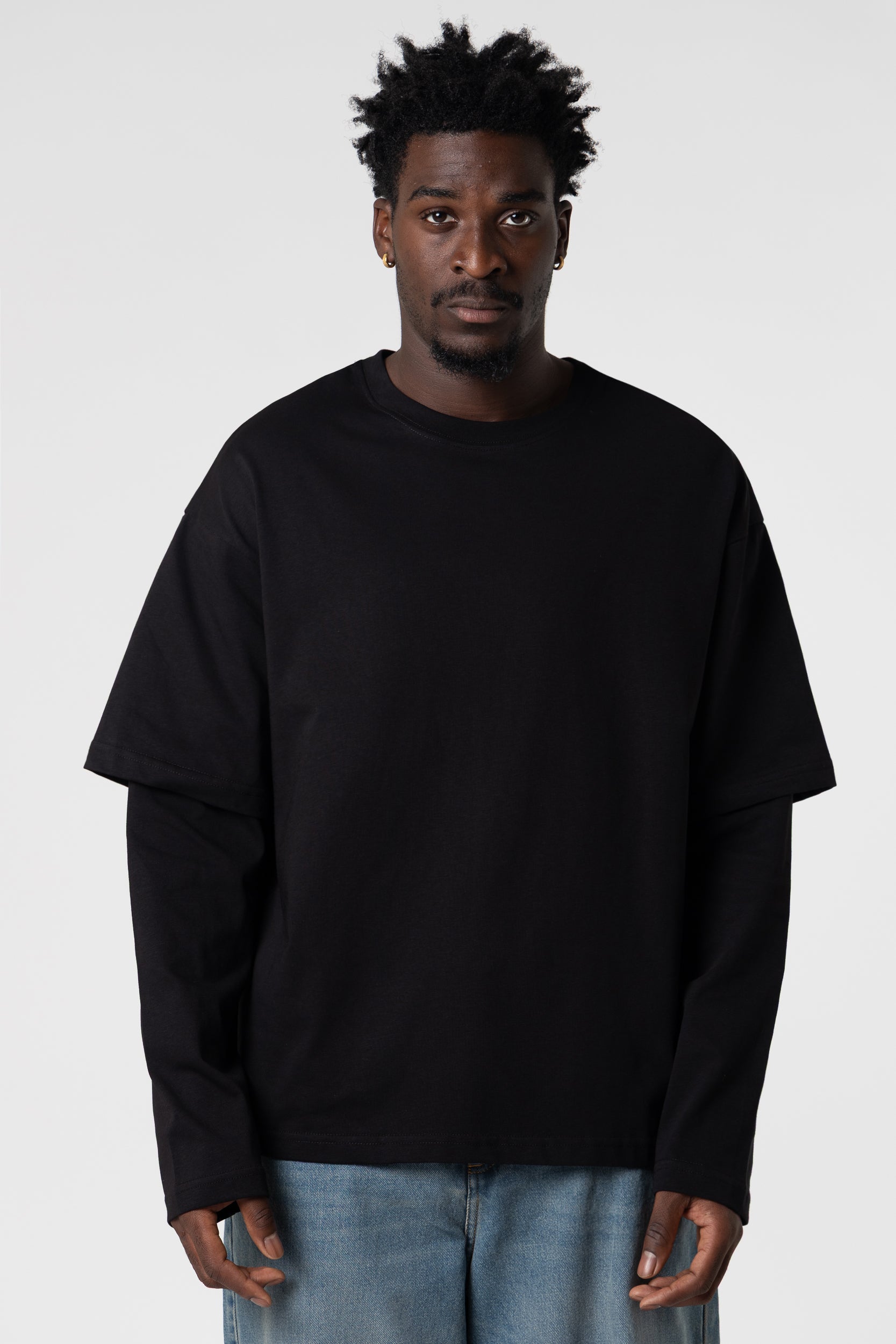 Double Long Sleeve Blanks 220GSM Black
