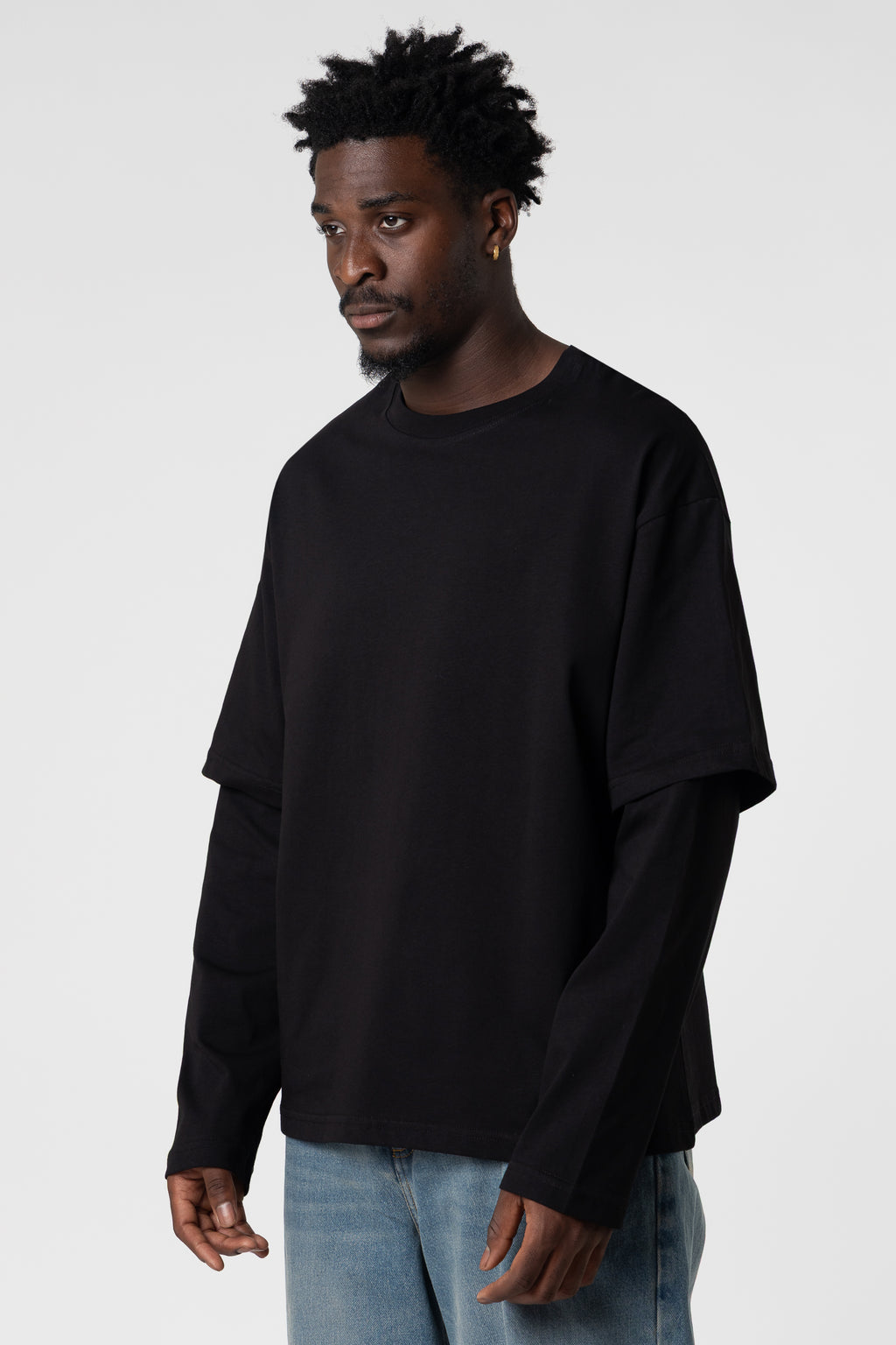 Double Long Sleeve Blanks 220GSM Black