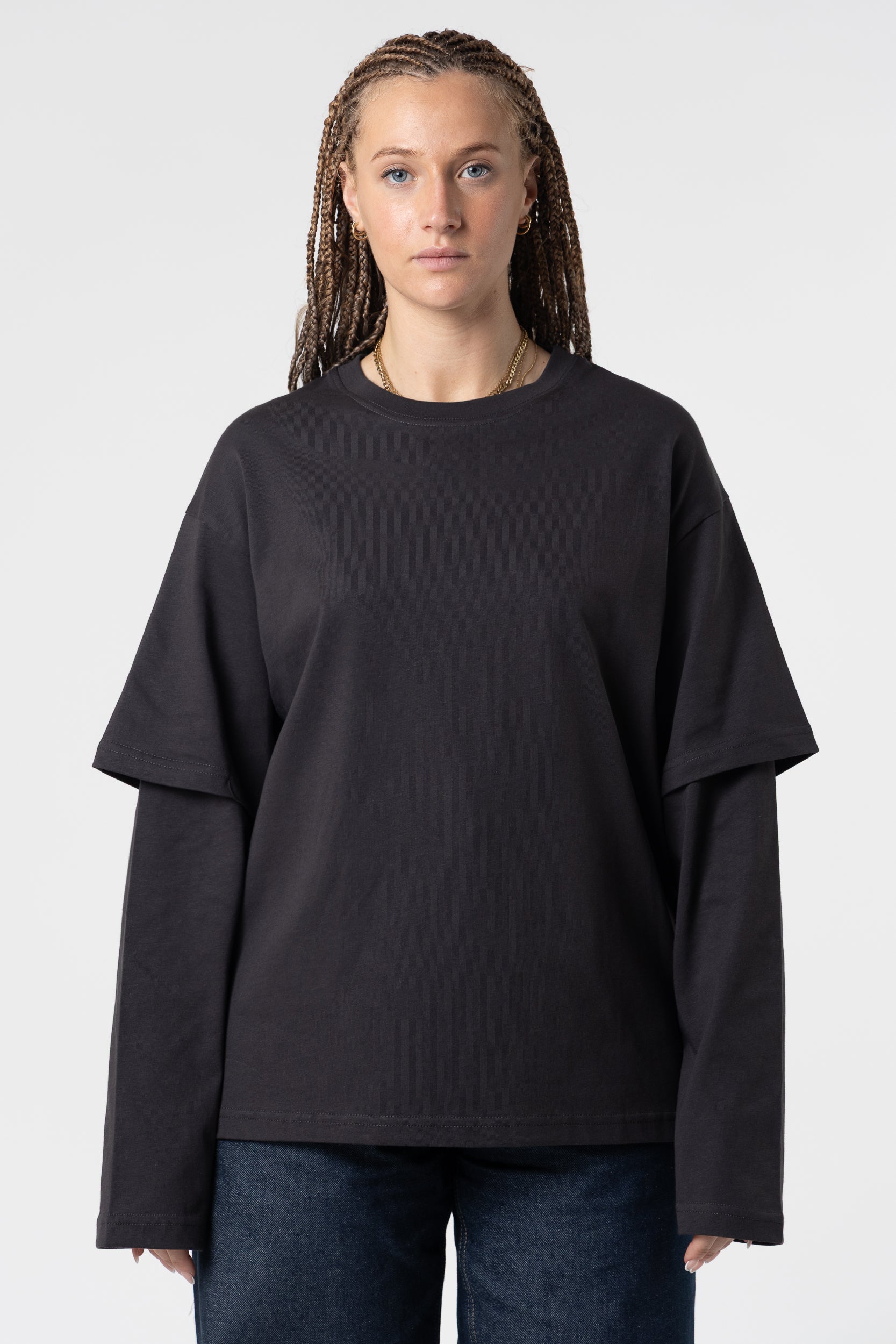 Double Long Sleeve Blanks 220GSM Dark Grey – blanks.it