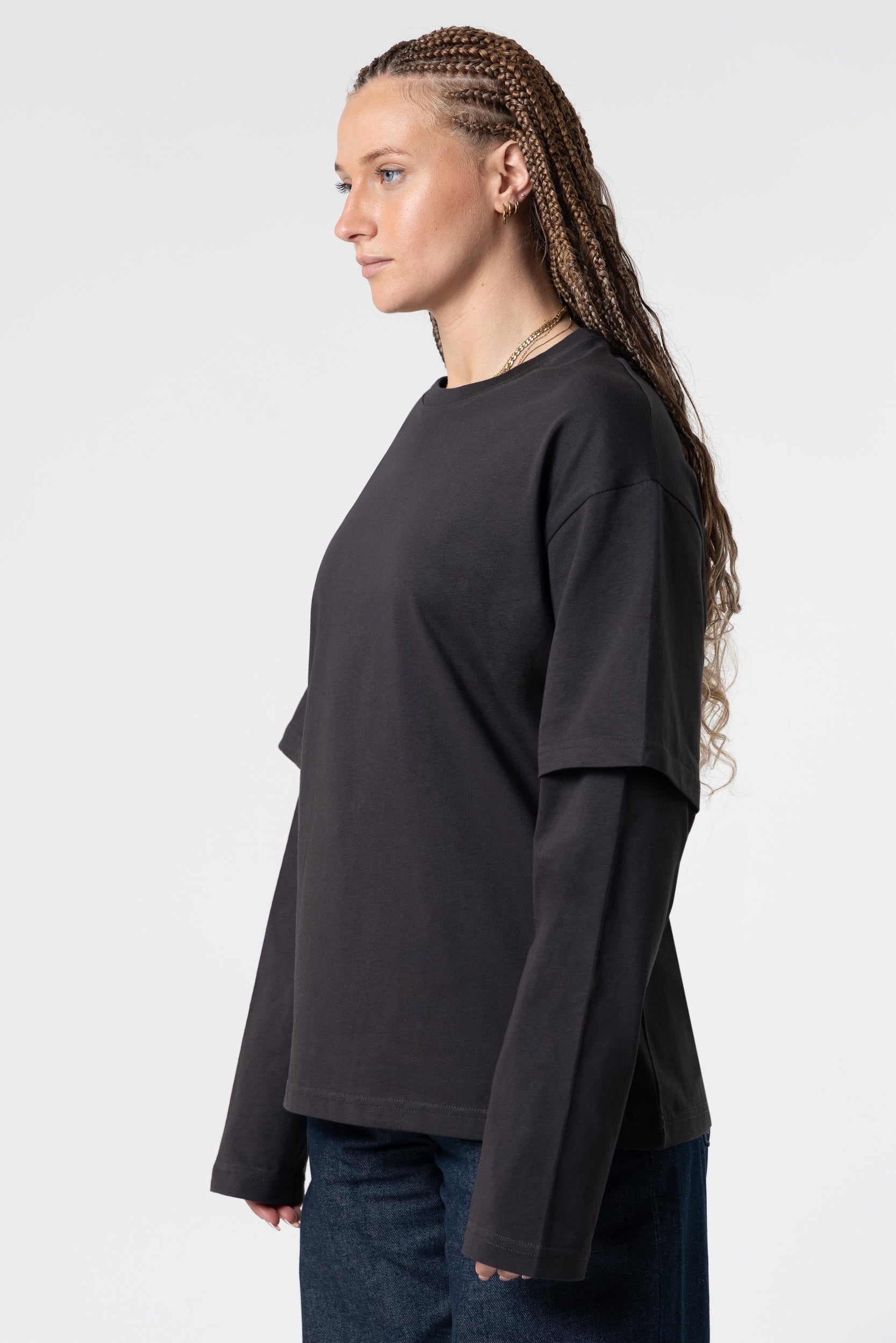 Double Long Sleeve Blanks 220GSM Dark Grey