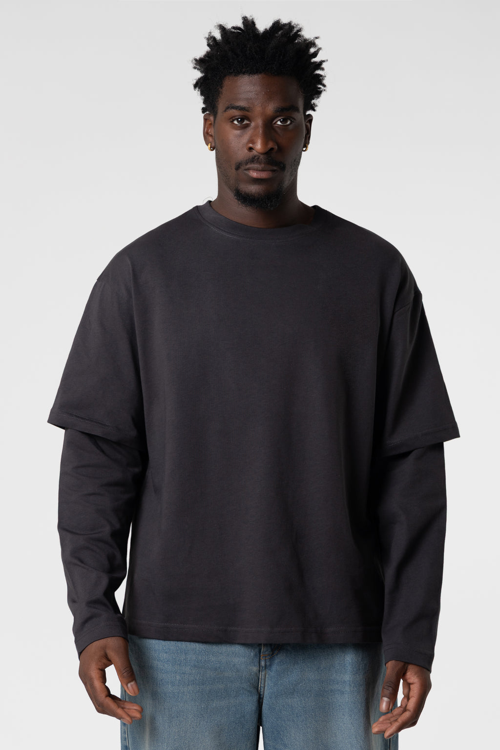 Double Long Sleeve Blanks 220GSM Dark Grey