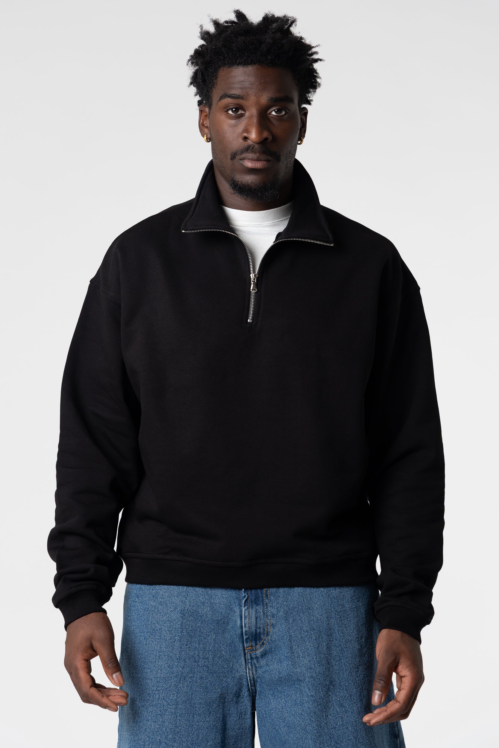 Sweatshirt Half Zip Blanks 330GSM Black