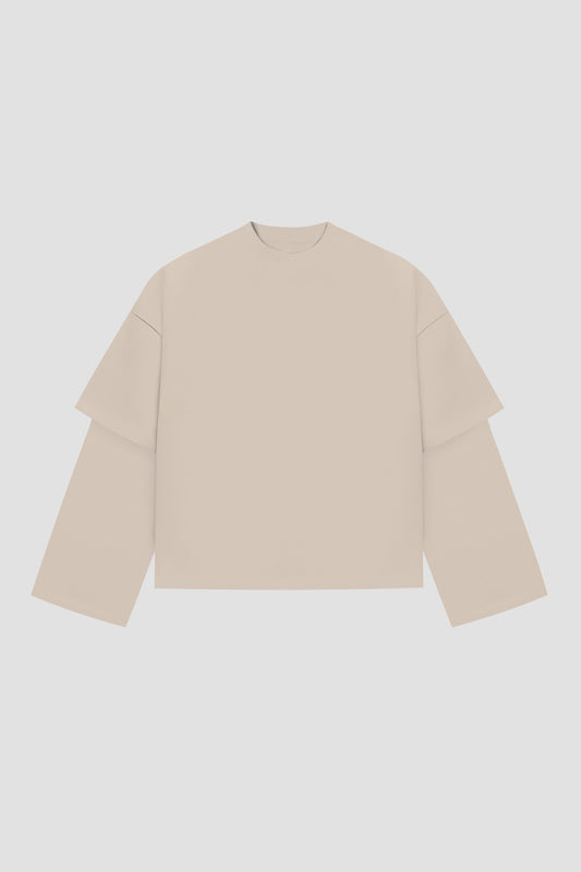 Double Long Sleeve Blanks 220GSM Sand
