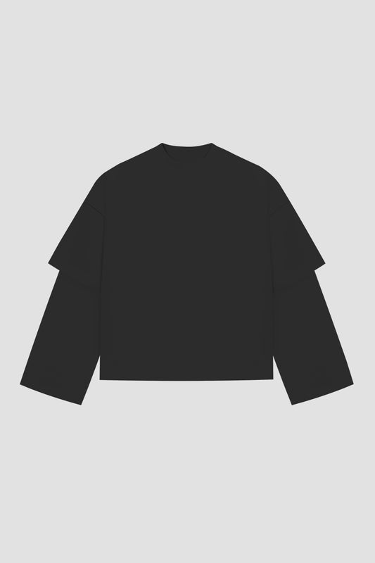 Double Long Sleeve Blanks 220GSM Black