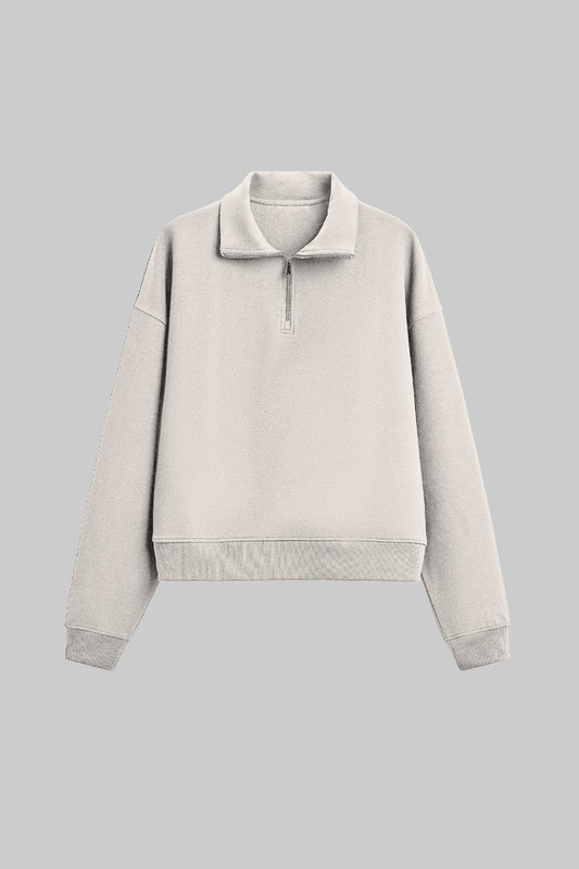 Sweatshirt Half Zip Blanks 330GSM Cream